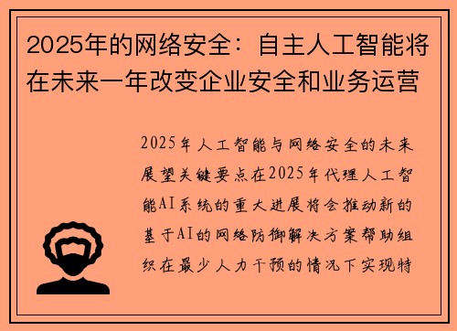 2025年的网络安全：自主人工智能将在未来一年改变企业安全和业务运营 媒体